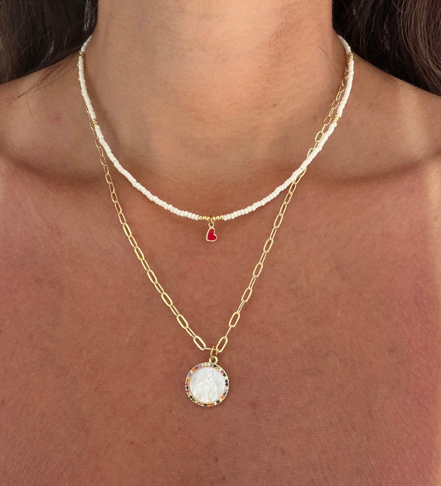 Choker en seed blanco