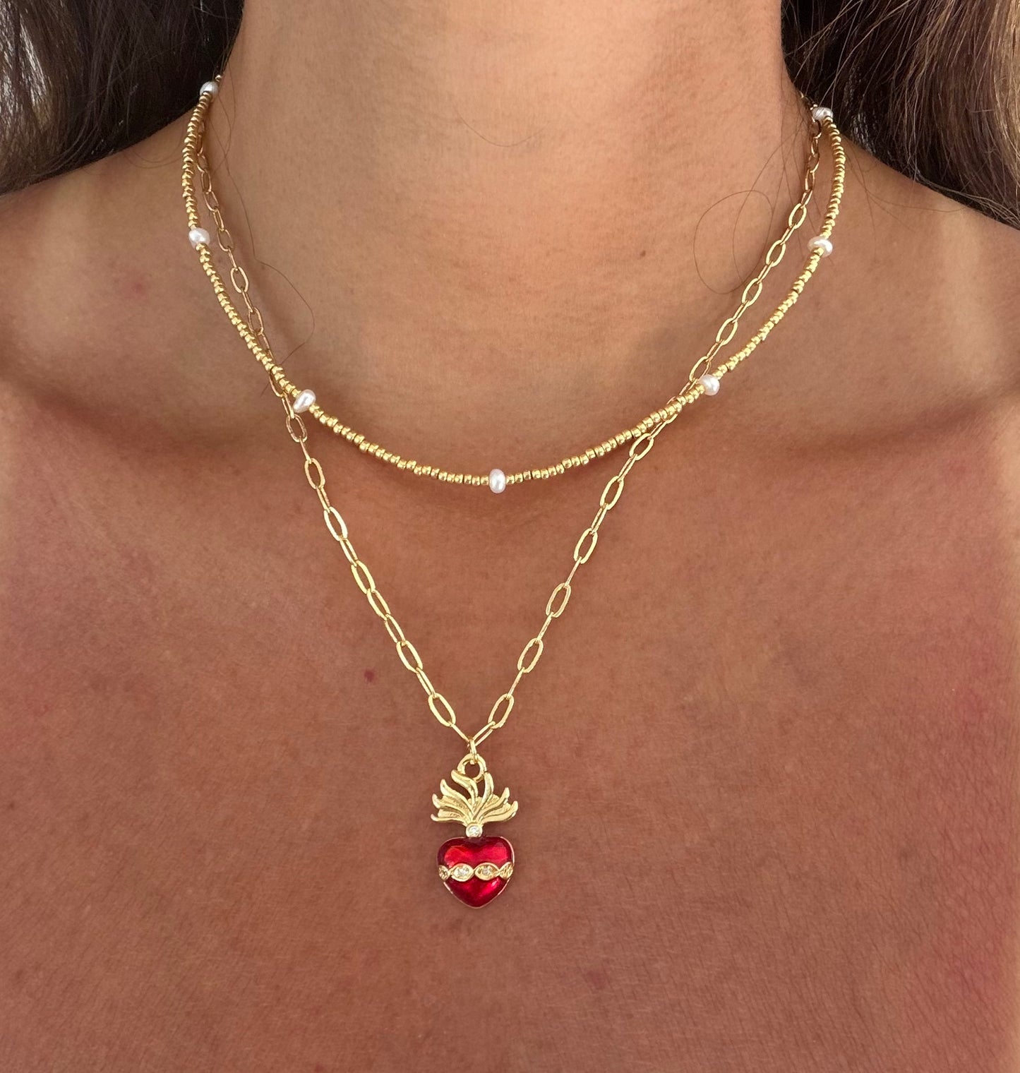 Choker seed bead dorado