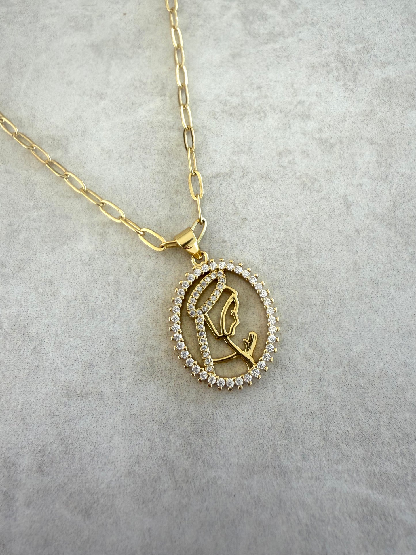 Cadena Virgen María en rhinestone