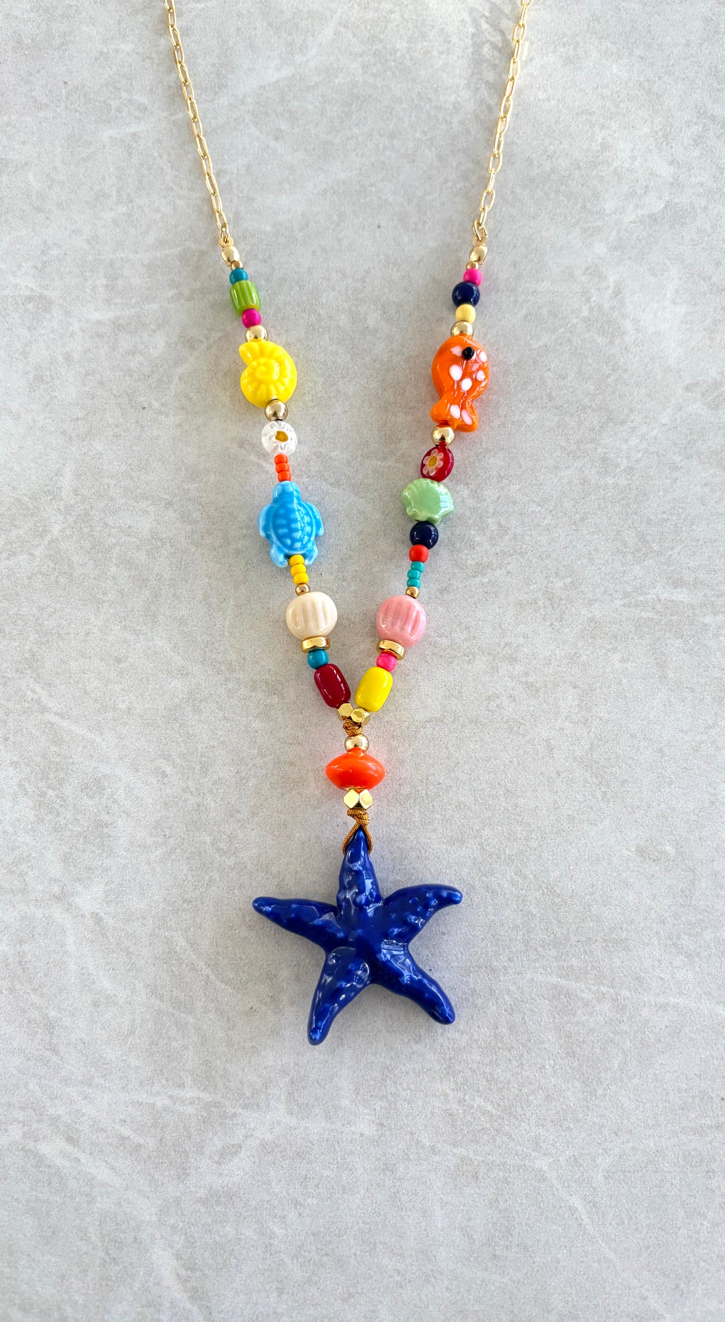 Collar estrella de mar Azul