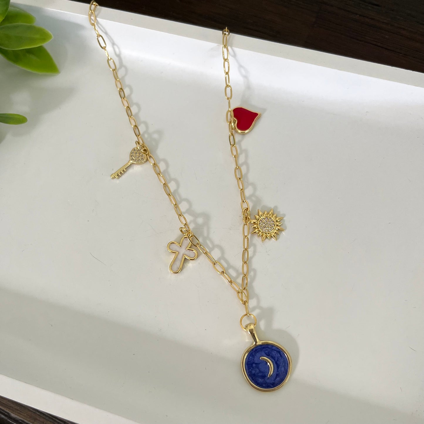 Choker charm luna azul