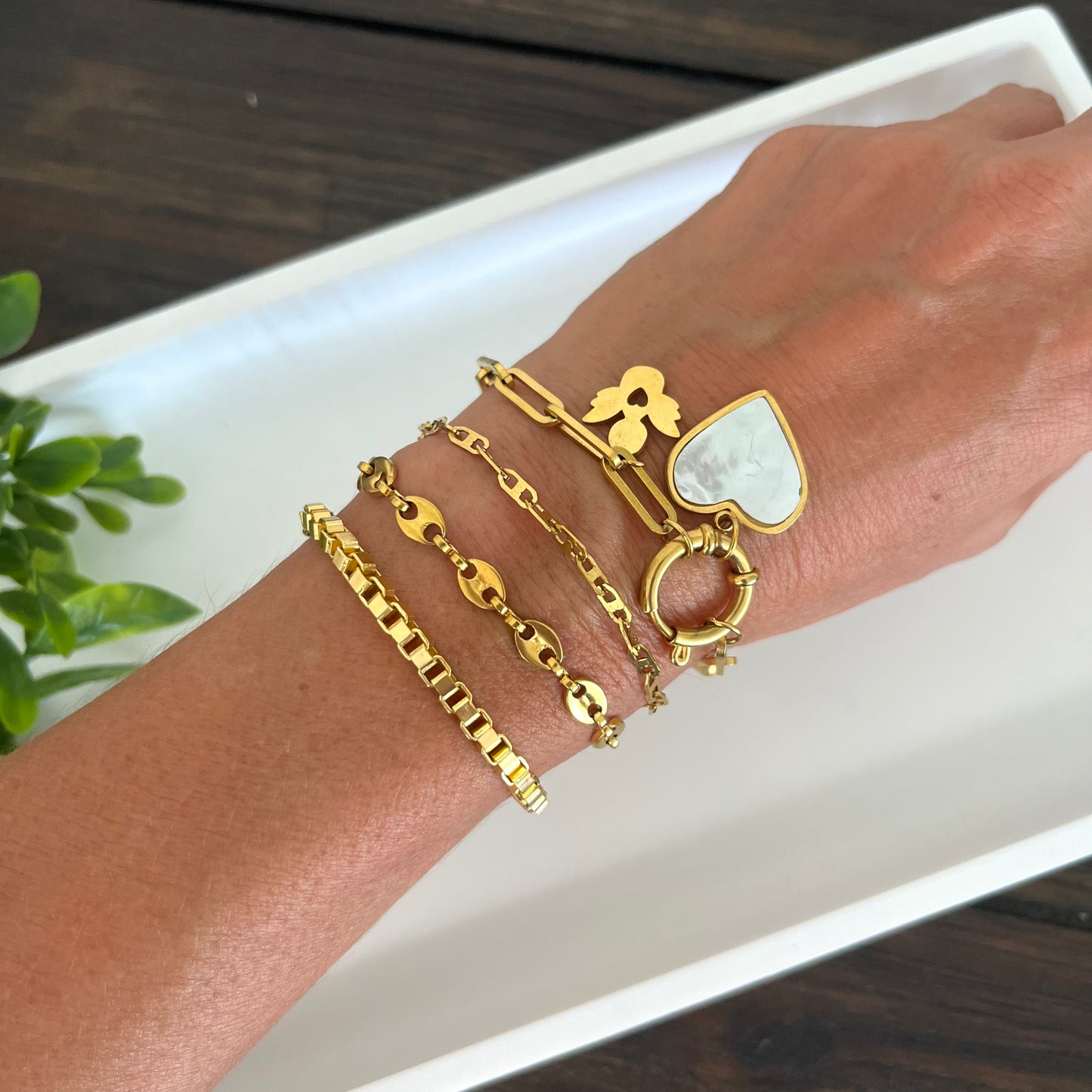 Pulsera coffee bean en acero.