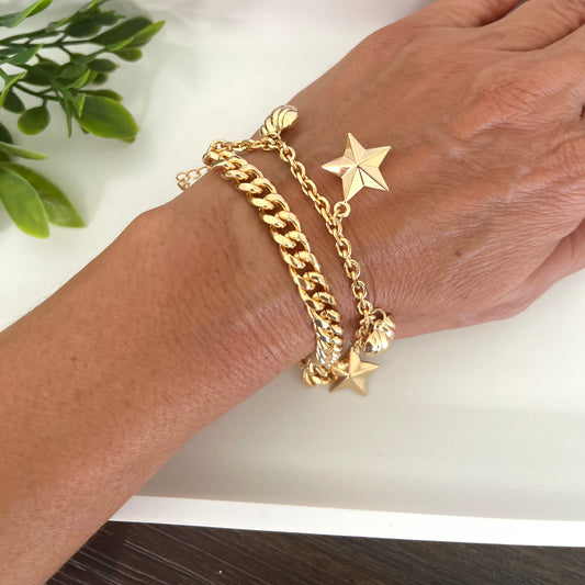 Pulsera corazones y estrellas