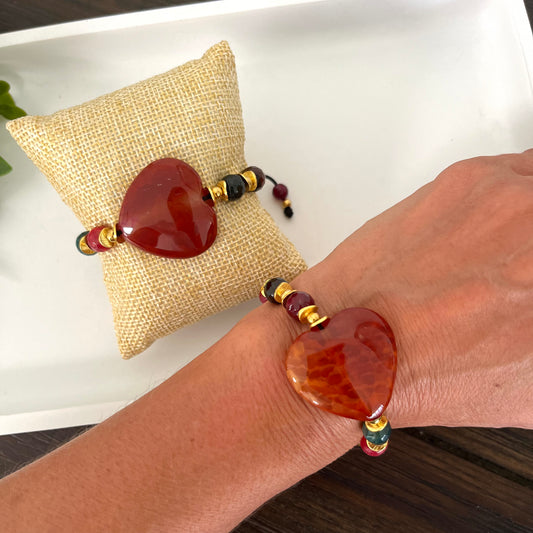 Pulsera corazón agata