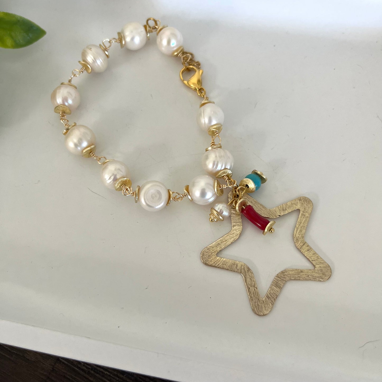 Pulsera perla  estrellada