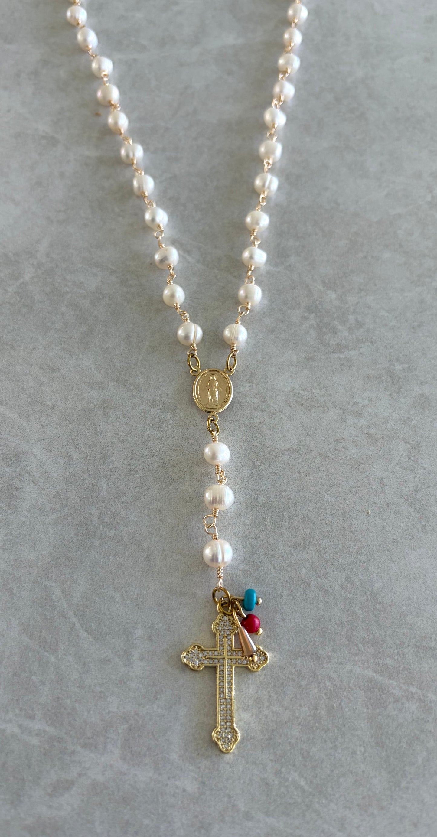 Rosario Lariat perlas 6mm