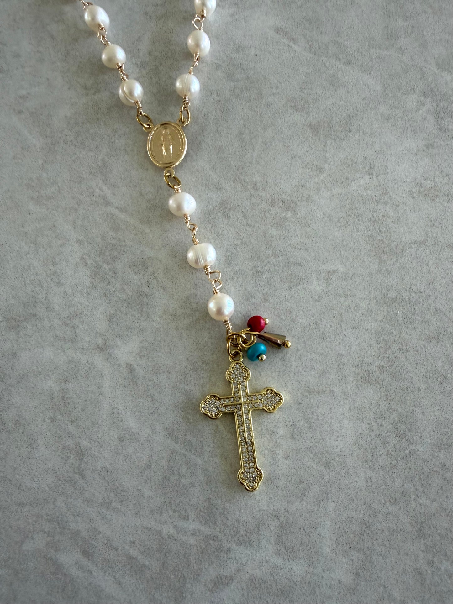 Rosario Lariat perlas 6mm