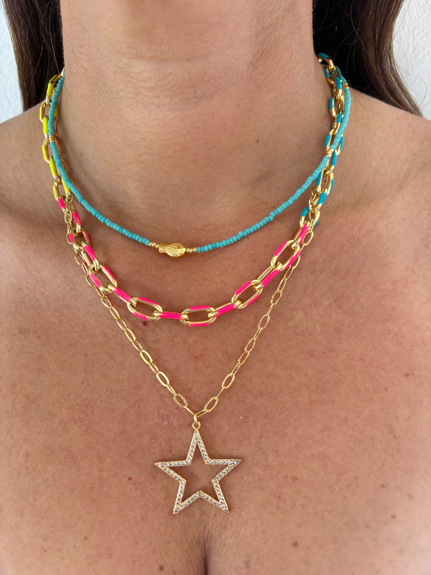 Choker azul y pez dorado