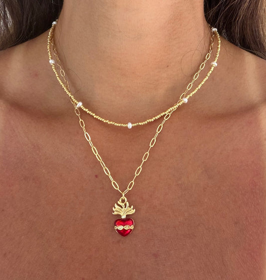 Cadena Sagrado corazón en llamas
