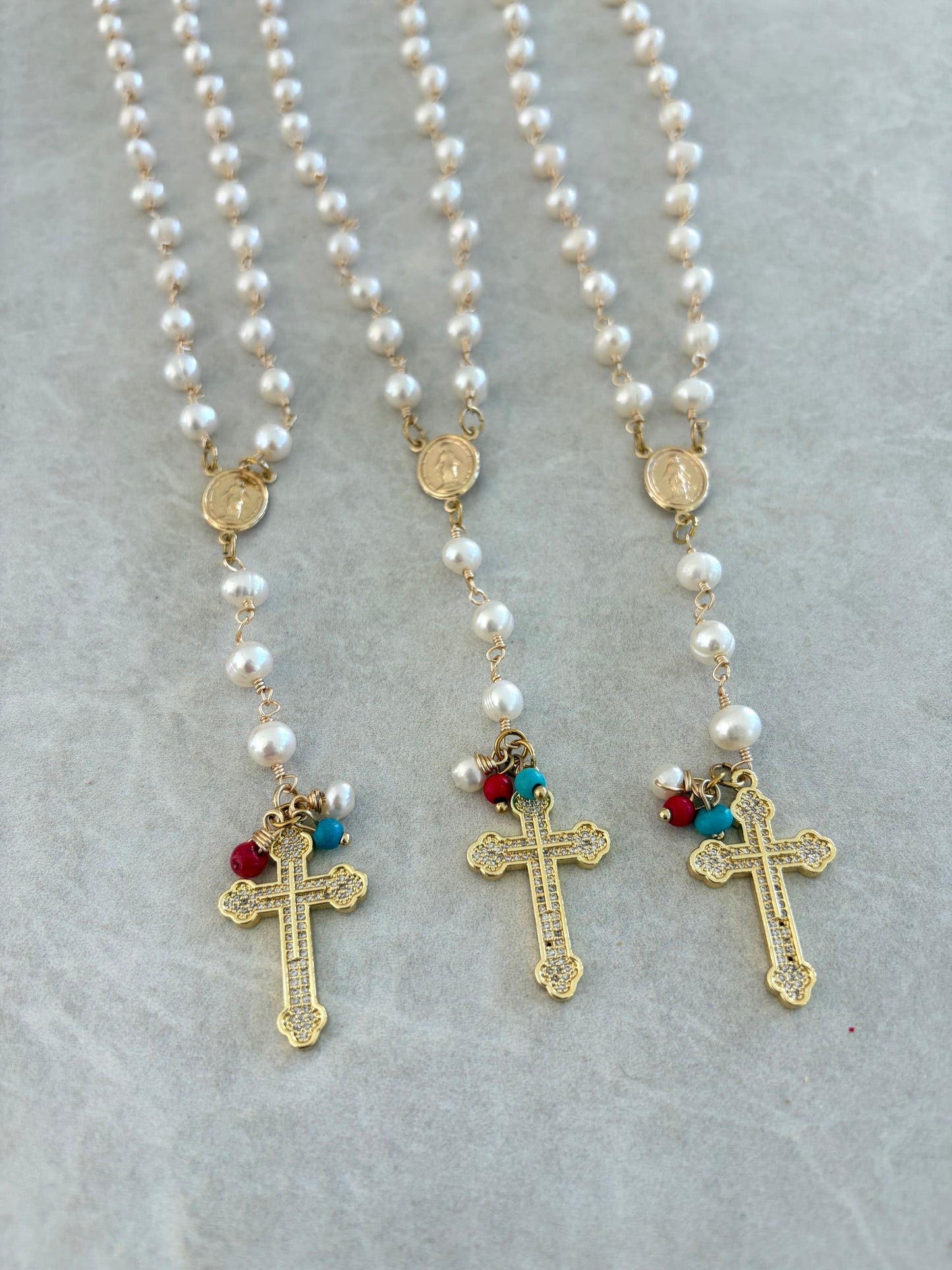 Rosario Lariat perlas 6mm