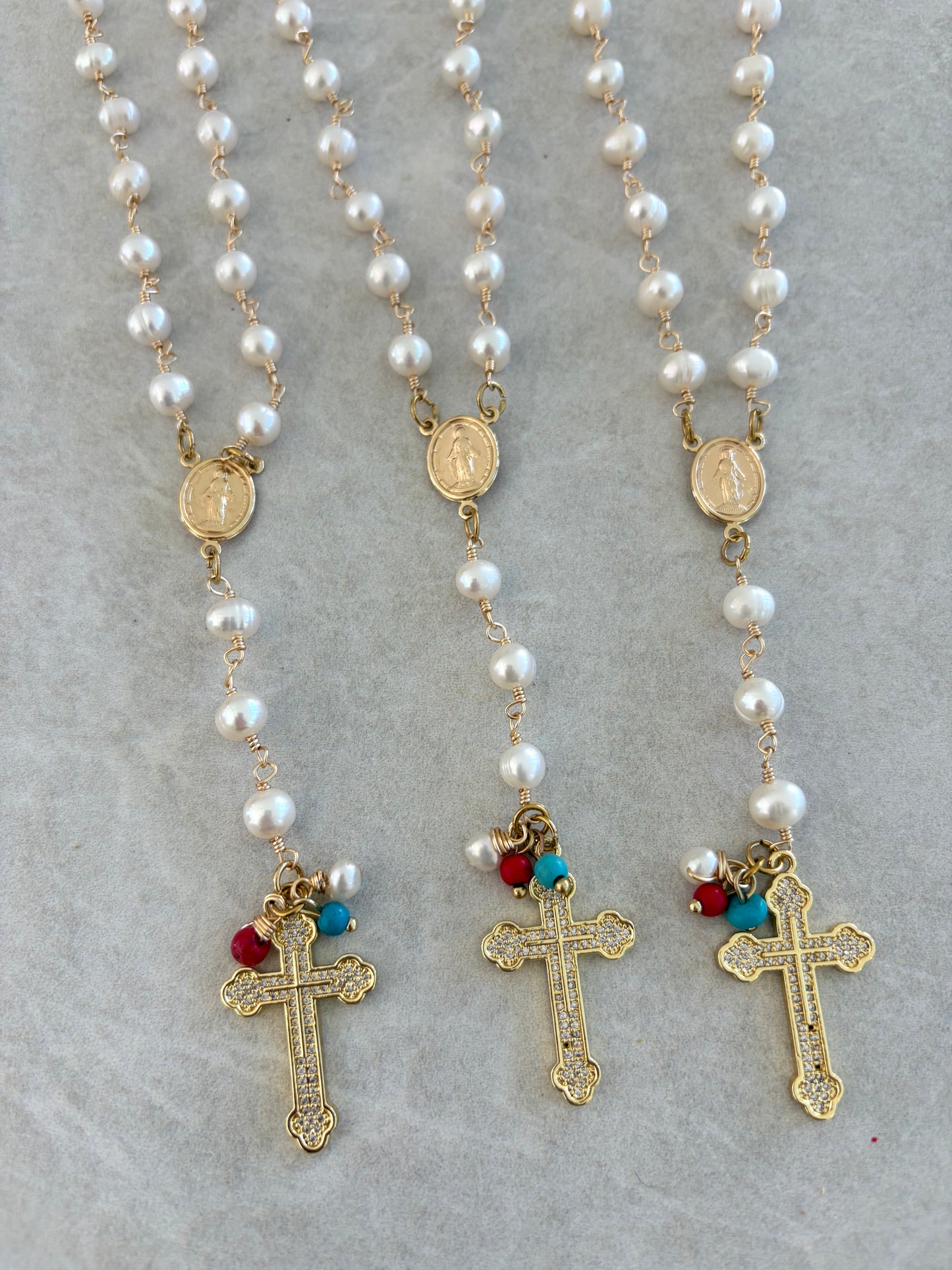 Rosario Lariat perlas 6mm