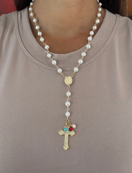 Rosario Lariat perlas 6mm