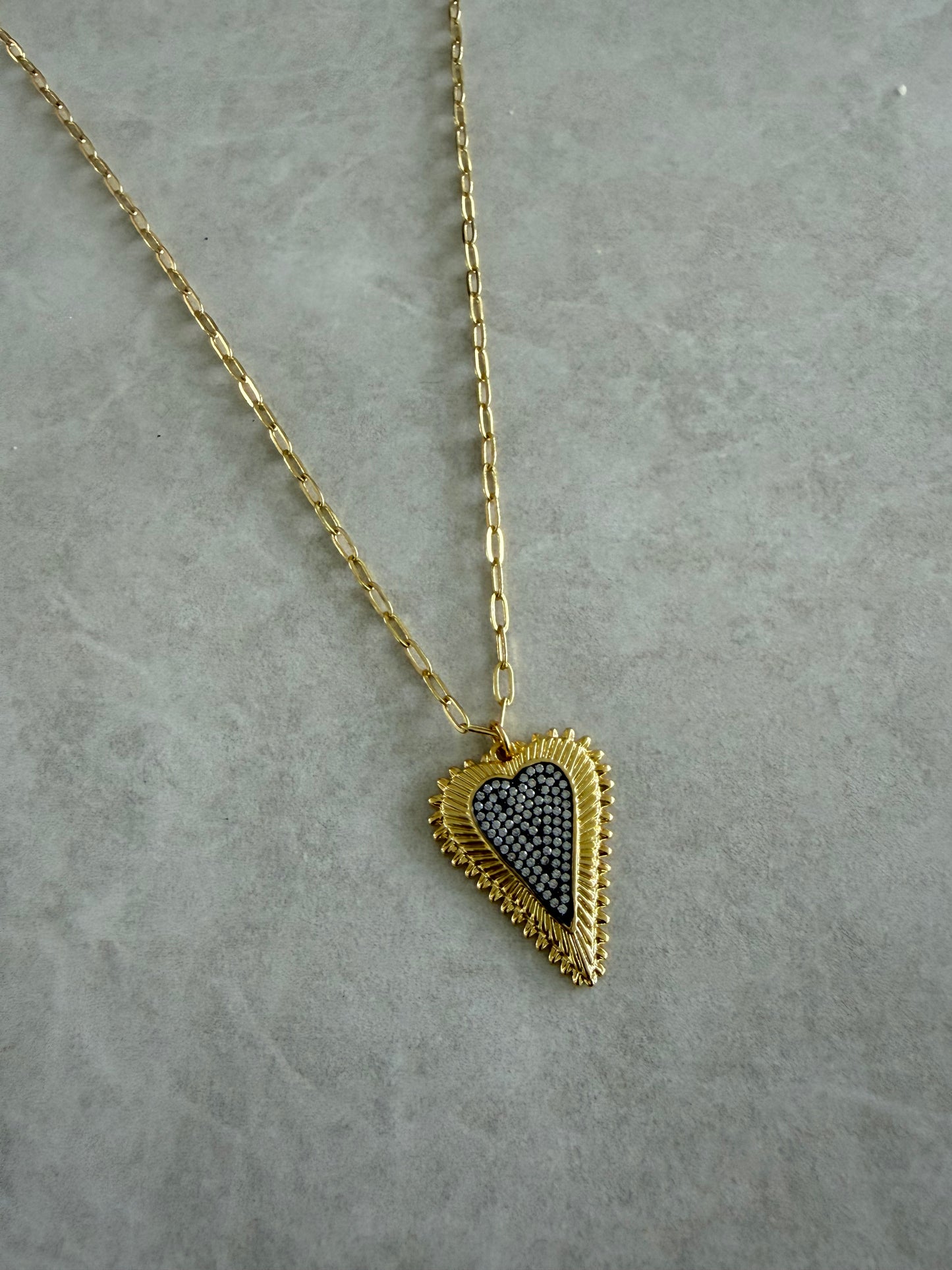 Cadena Corazón en dos tonos y rhinestone