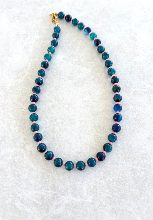 Collar Boom Azul Royal y rosado