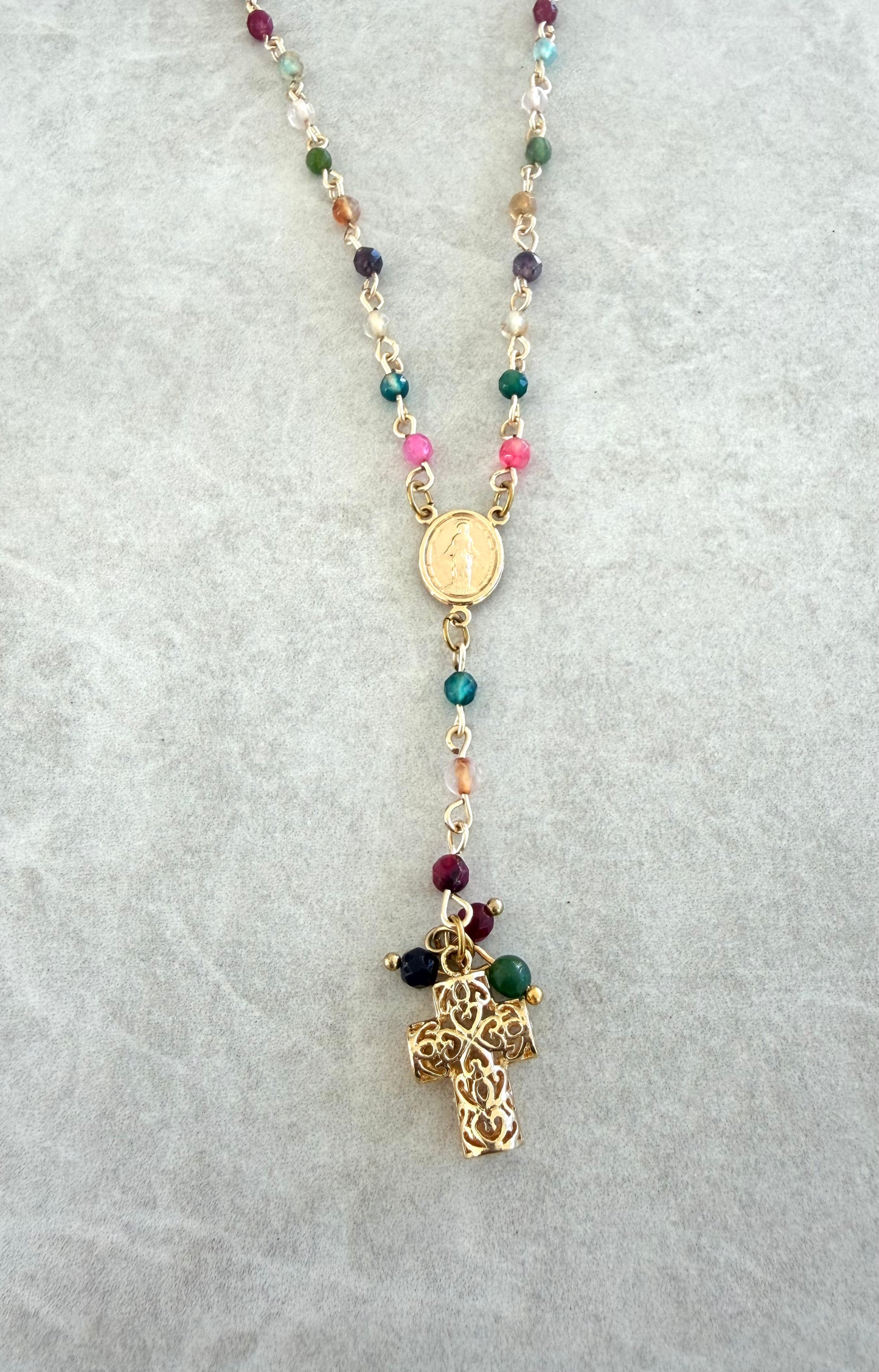 Rosario lariat agata multicolor