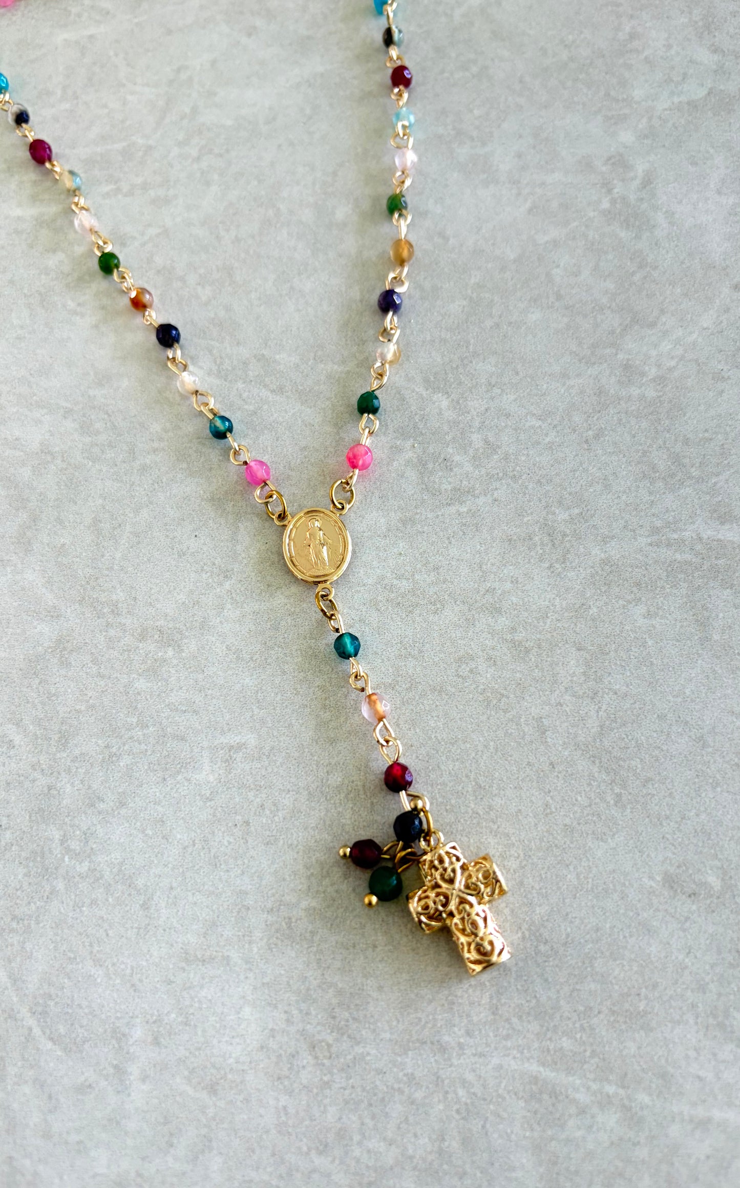 Rosario lariat agata multicolor