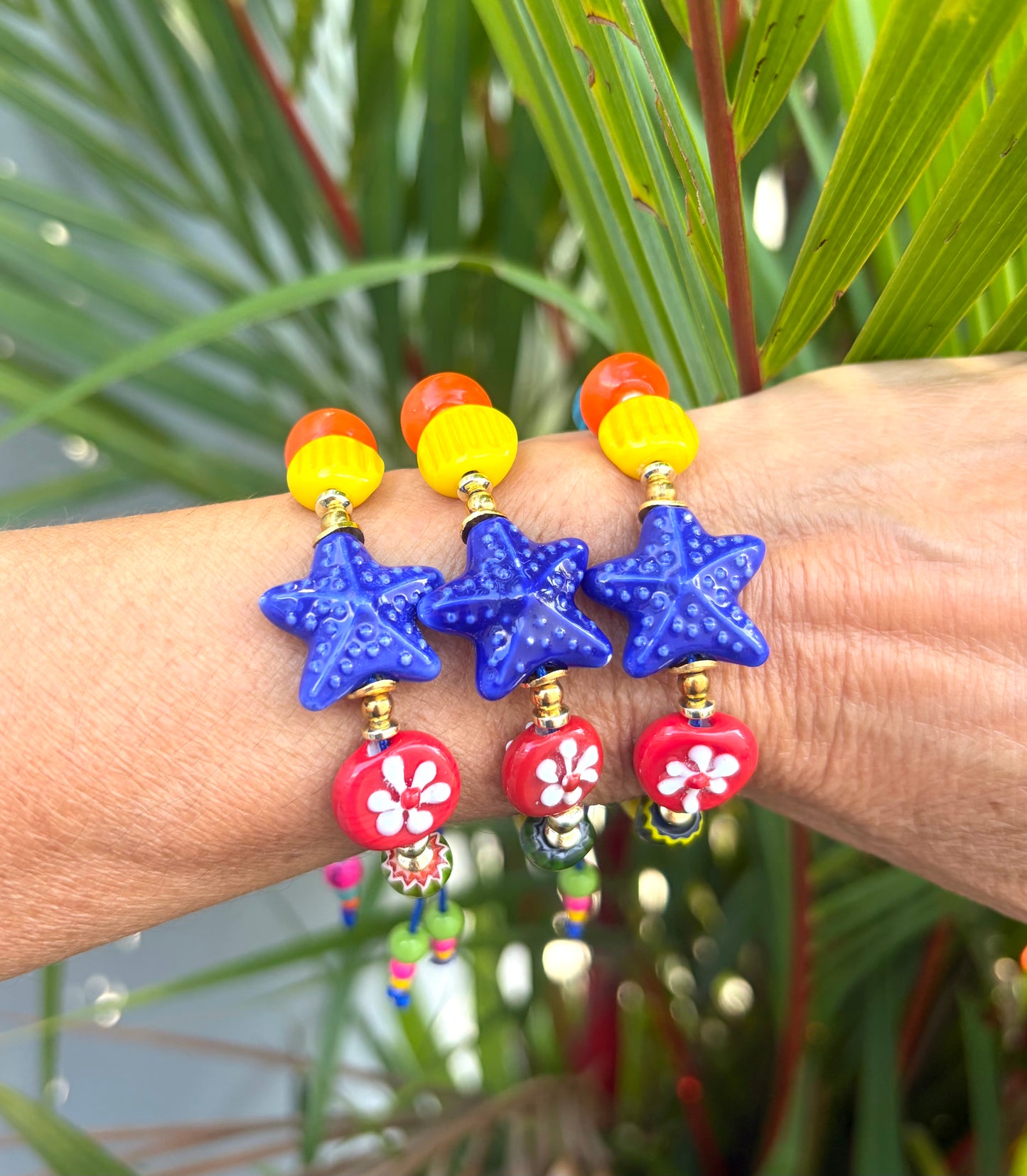 Pulsera estrella de mar azul royal