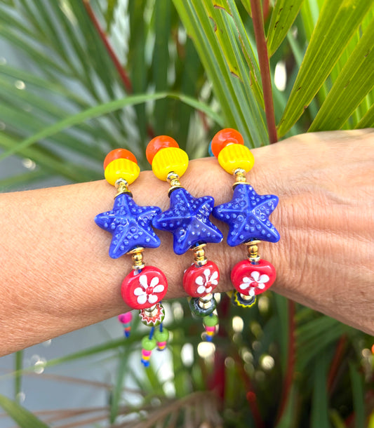 Pulsera estrella de mar azul royal