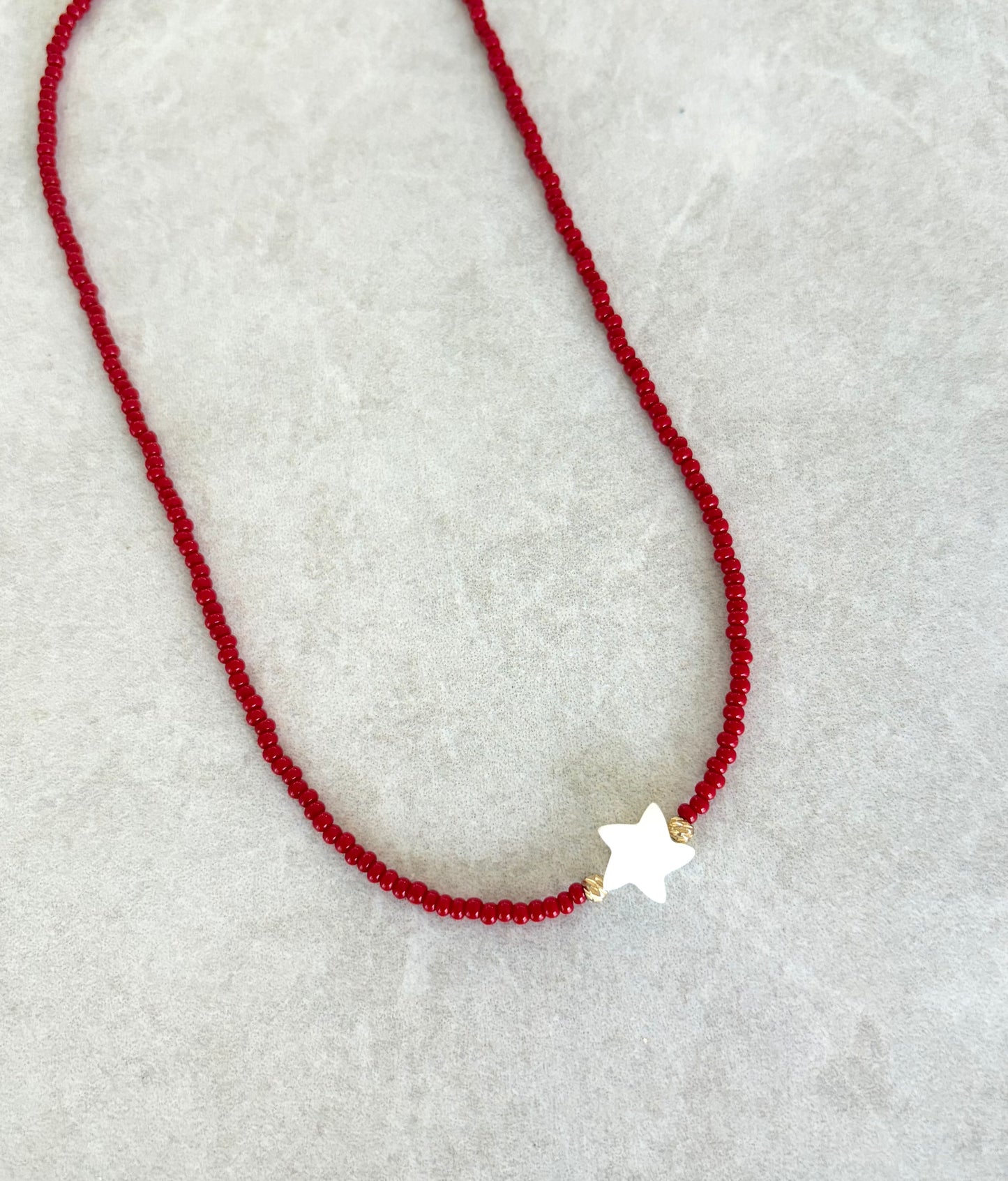 Choker seed bead y estrella en perla