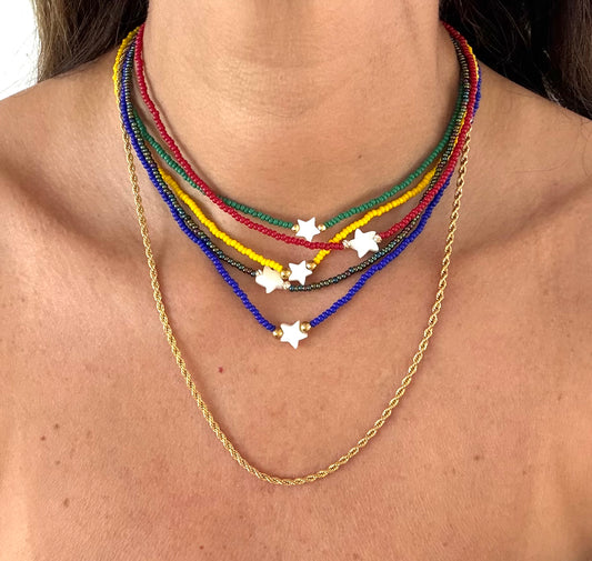 Choker seed bead y estrella en perla