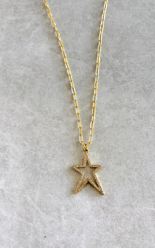 Cadena estrella en punta y rhinestone