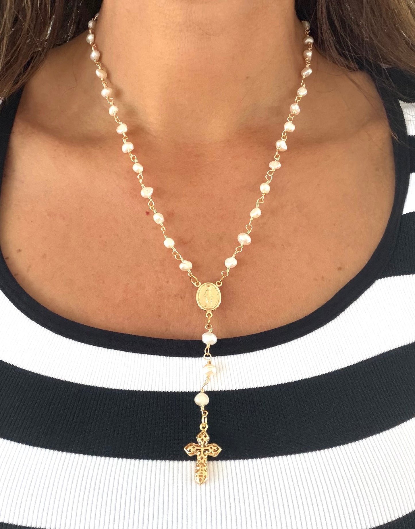 Rosario lariat perla chata