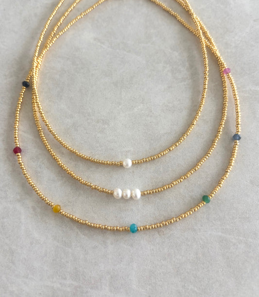 Choker seed bead dorado