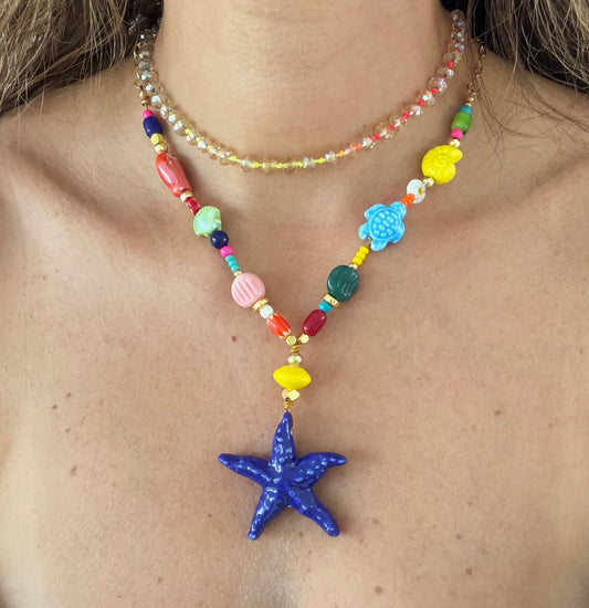 Collar estrella de mar Azul