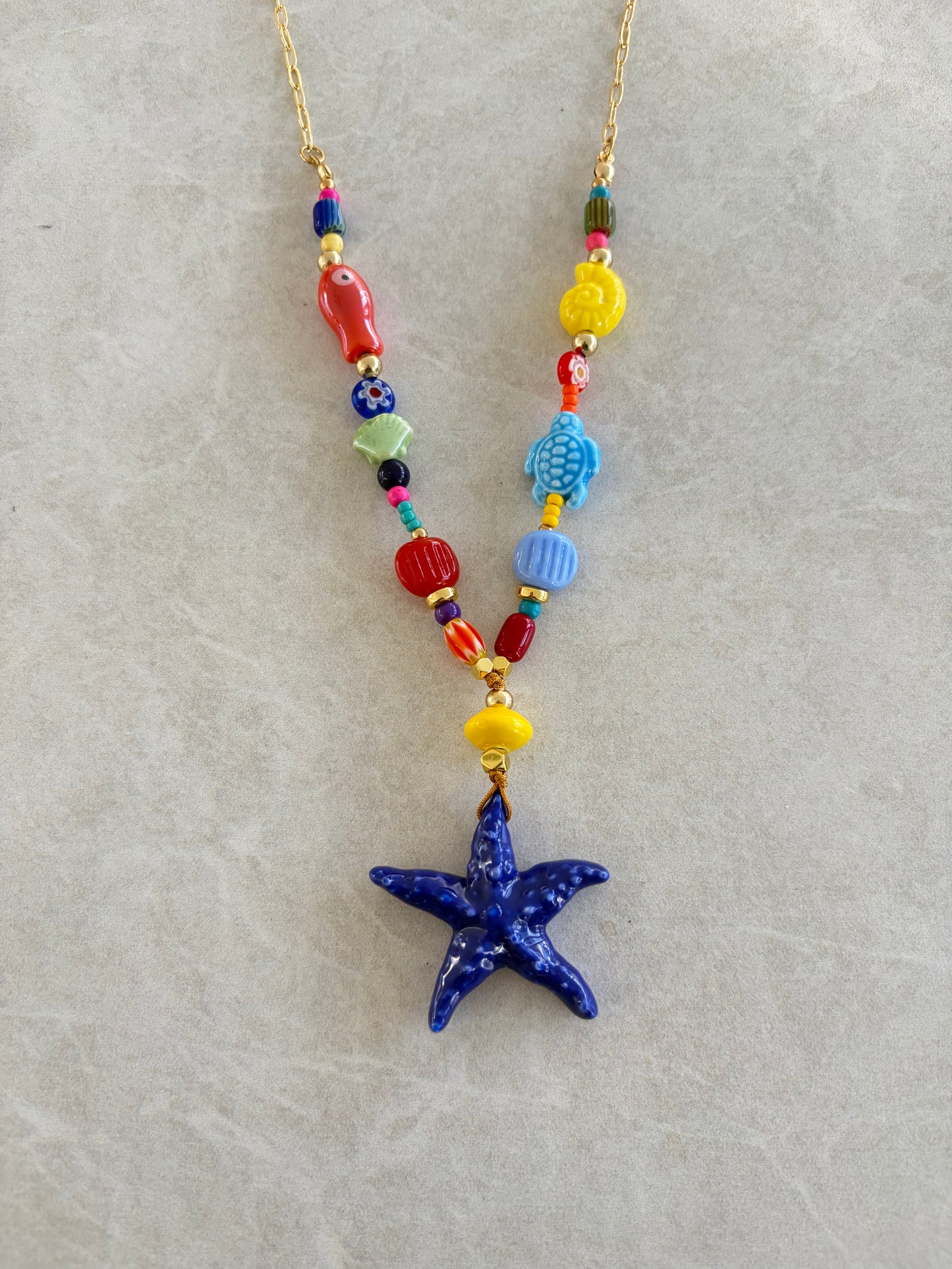 Collar estrella de mar Azul