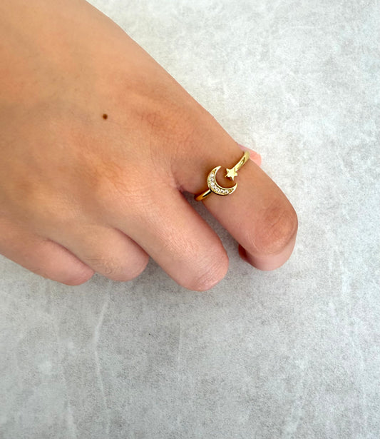 Anillo luna y estrella