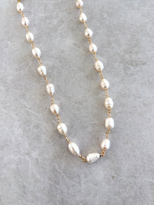 Collar alambrado en perlas rice 6-7 mm