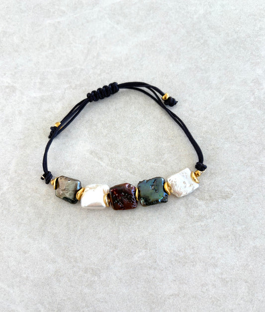 Pulsera ajustable perlas multicolor