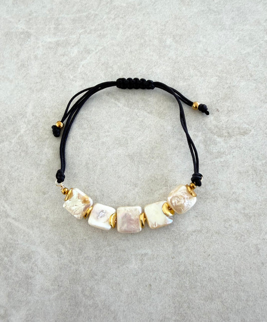Pulsera ajustable perla cuadrada