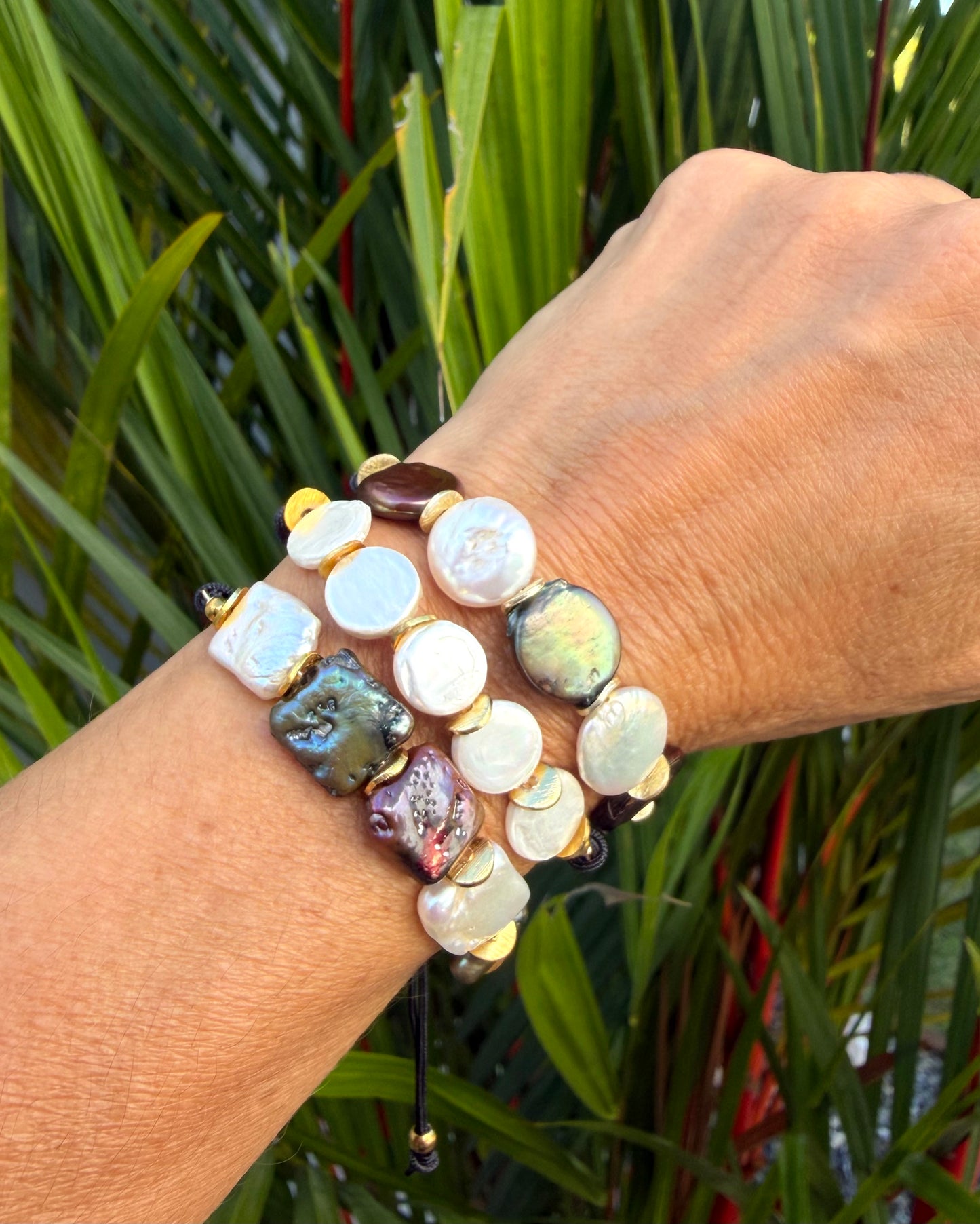 Pulsera ajustable perlas multicolor