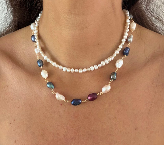 Collar alambrado en perla rice multicolor