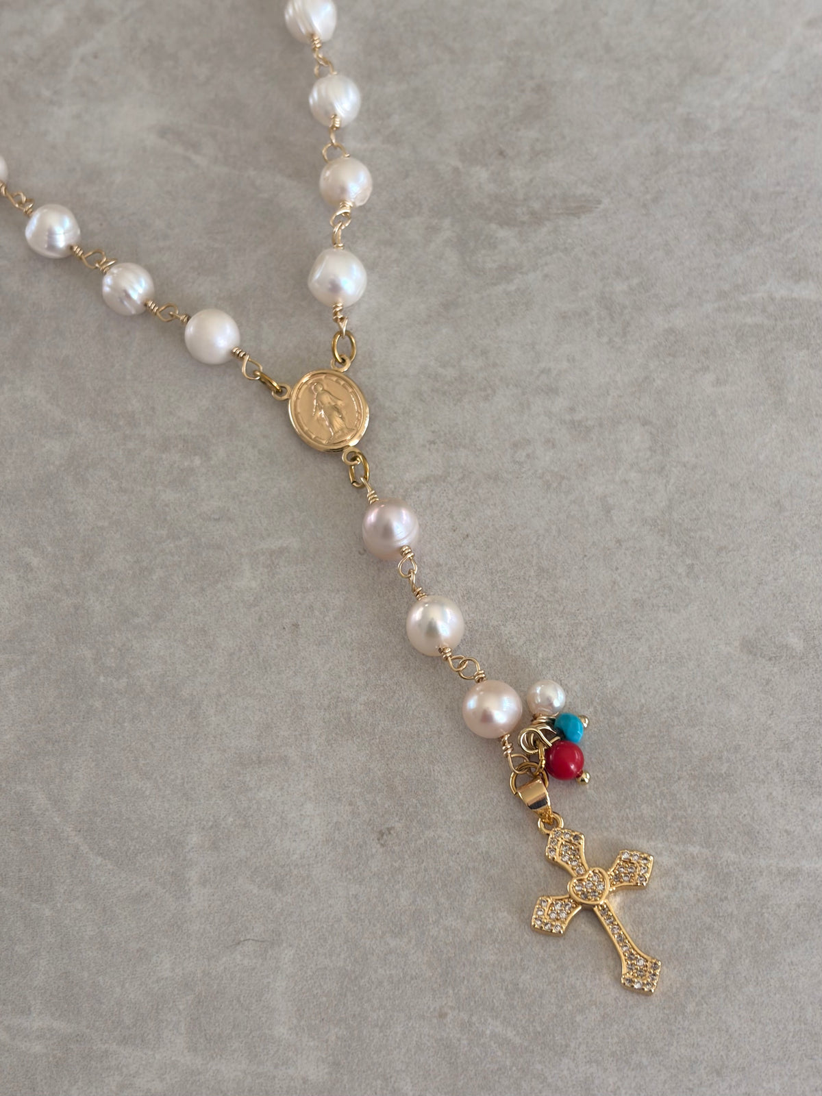 Rosario lariat perlas 6-7mm