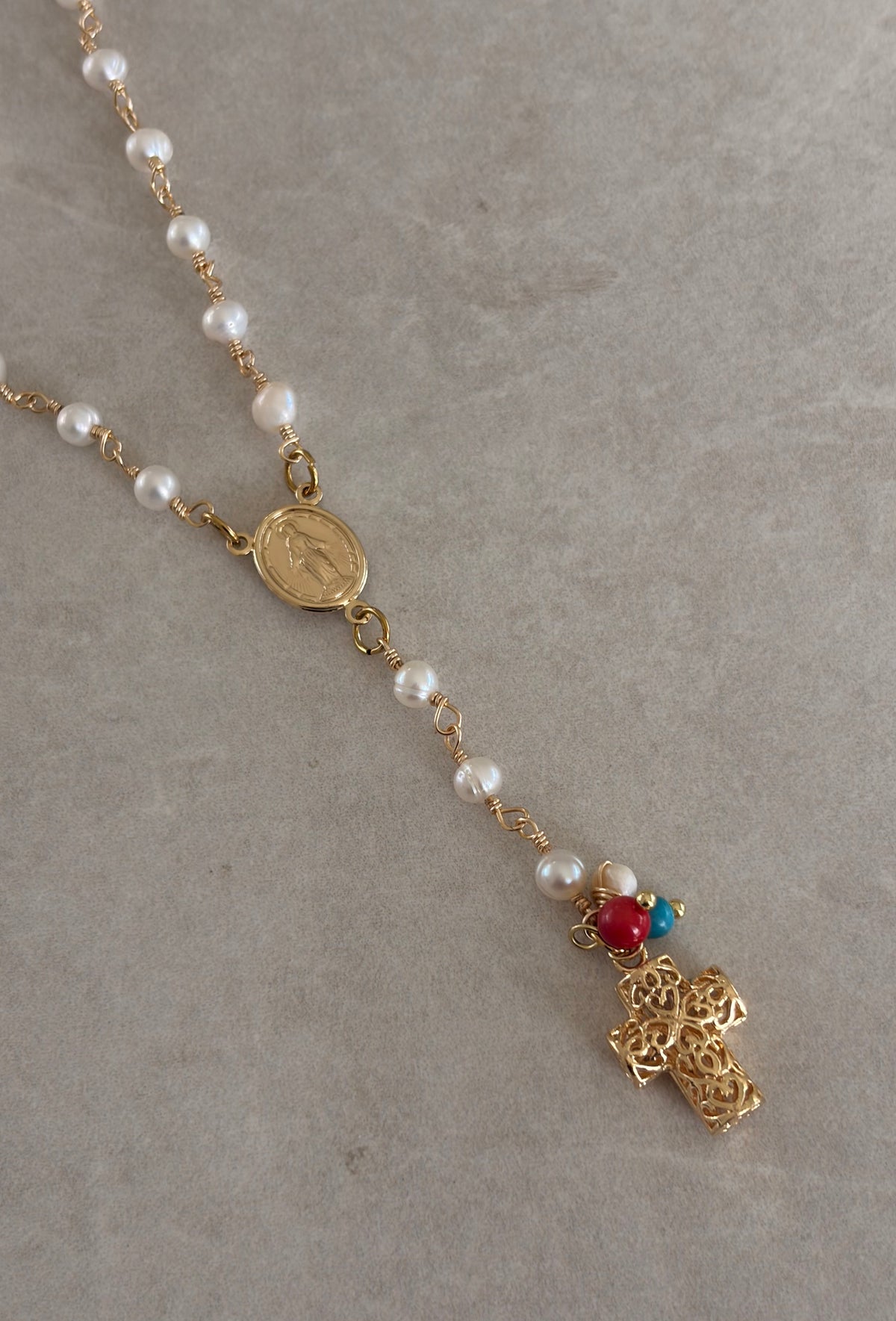 Rosario Lariat perla redonda 3-4 mm