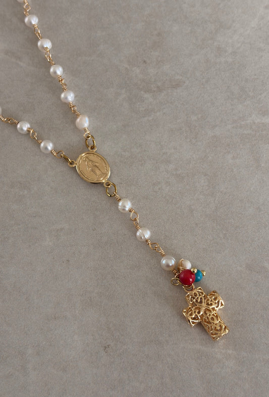 Rosario Lariat perla redonda 3-4 mm