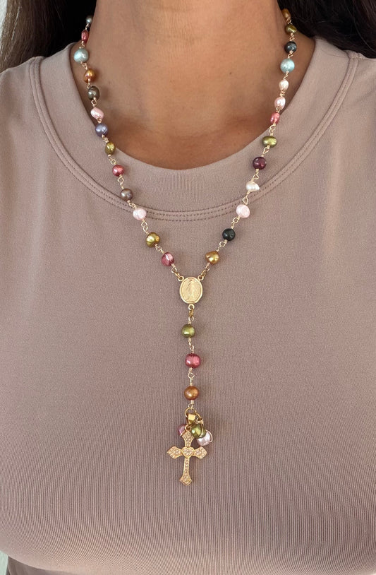 Rosario Lariat perlas multicolor