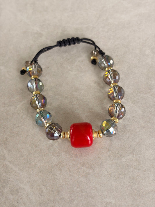 Pulsera cristales y coral