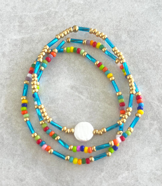 Trio de pulseras color Azul cielo transparente