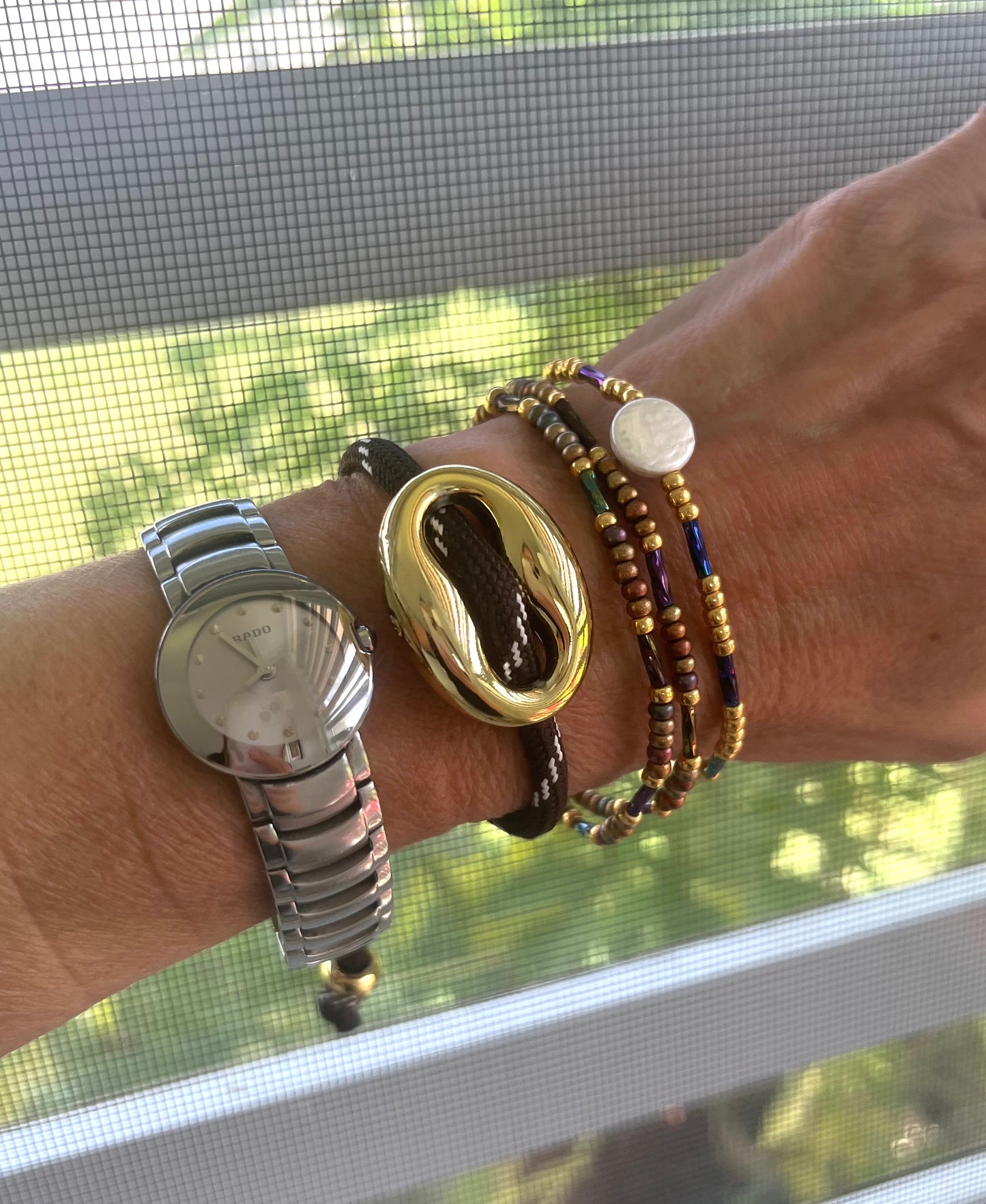 Trio de pulsera metálica mate