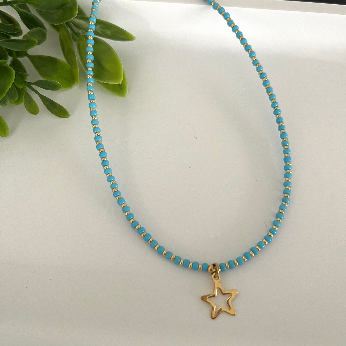 Choker seed bead luna/estrella