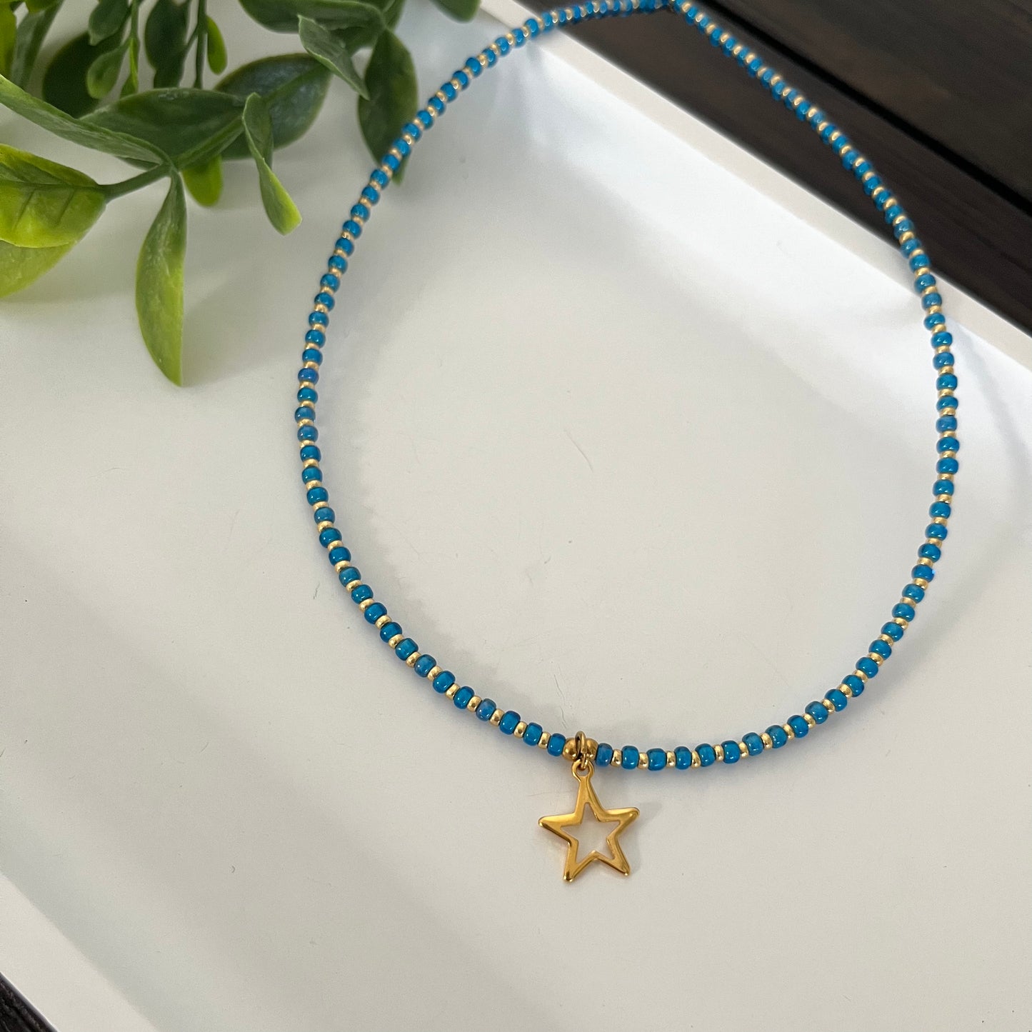 Choker seed bead luna/estrella