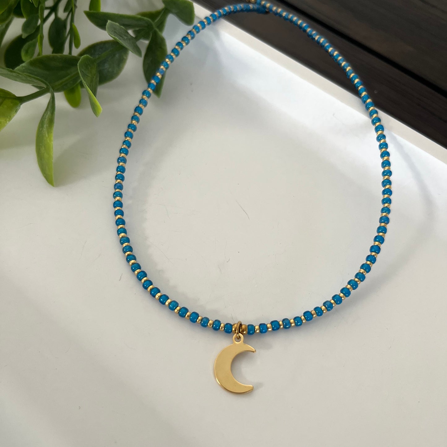 Choker seed bead luna/estrella