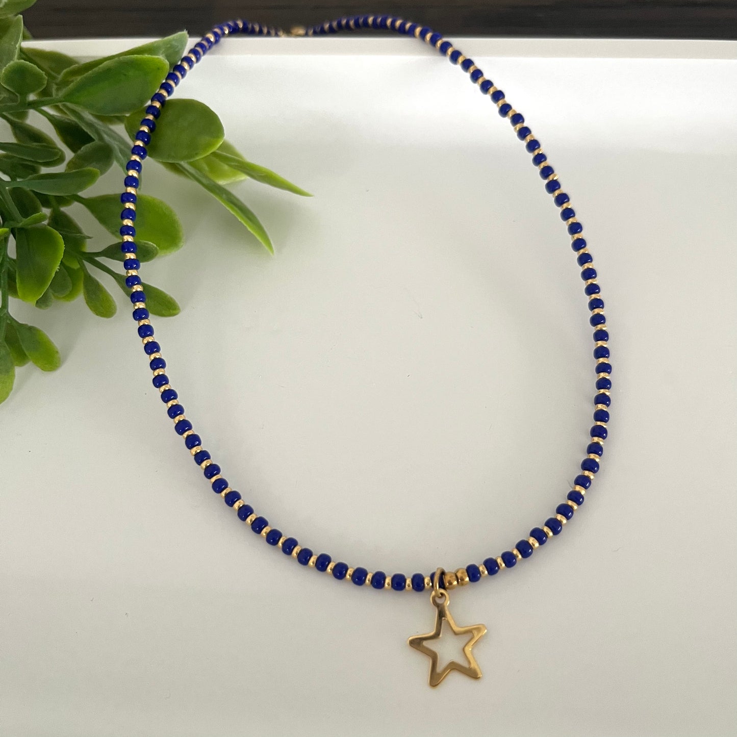 Choker seed bead luna/estrella