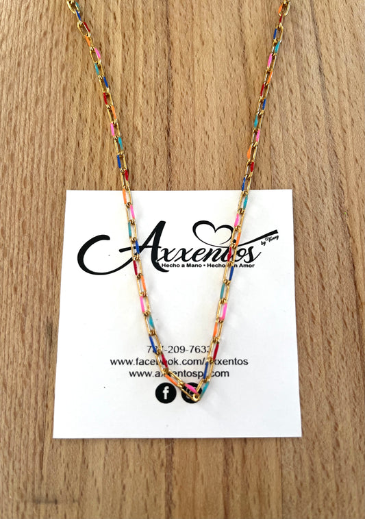 Paper clip multicolor chain