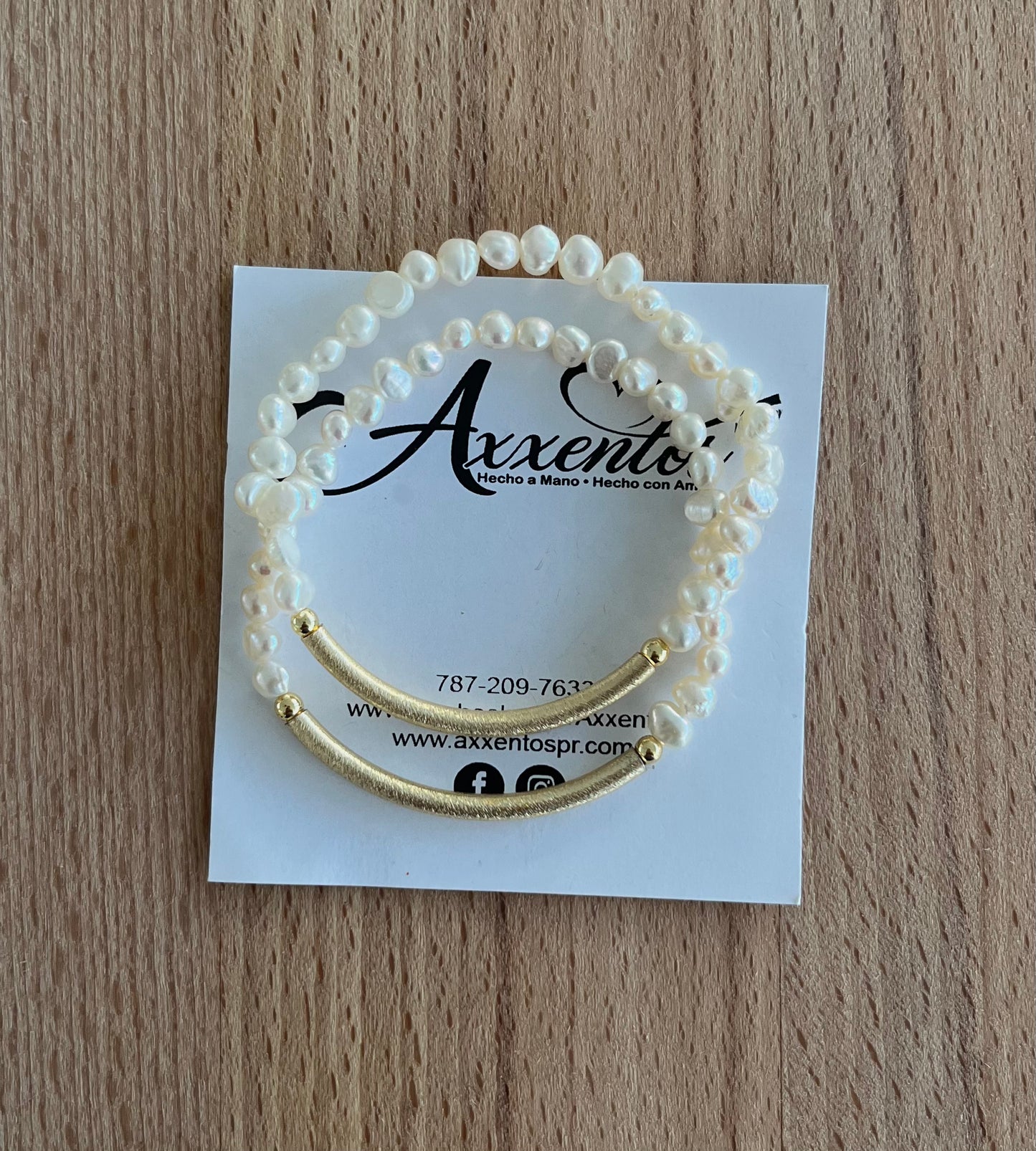 Pulsera elásticas perla semi-chata