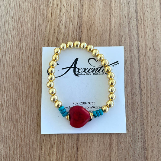 Pulsera elástica  corazón rojo