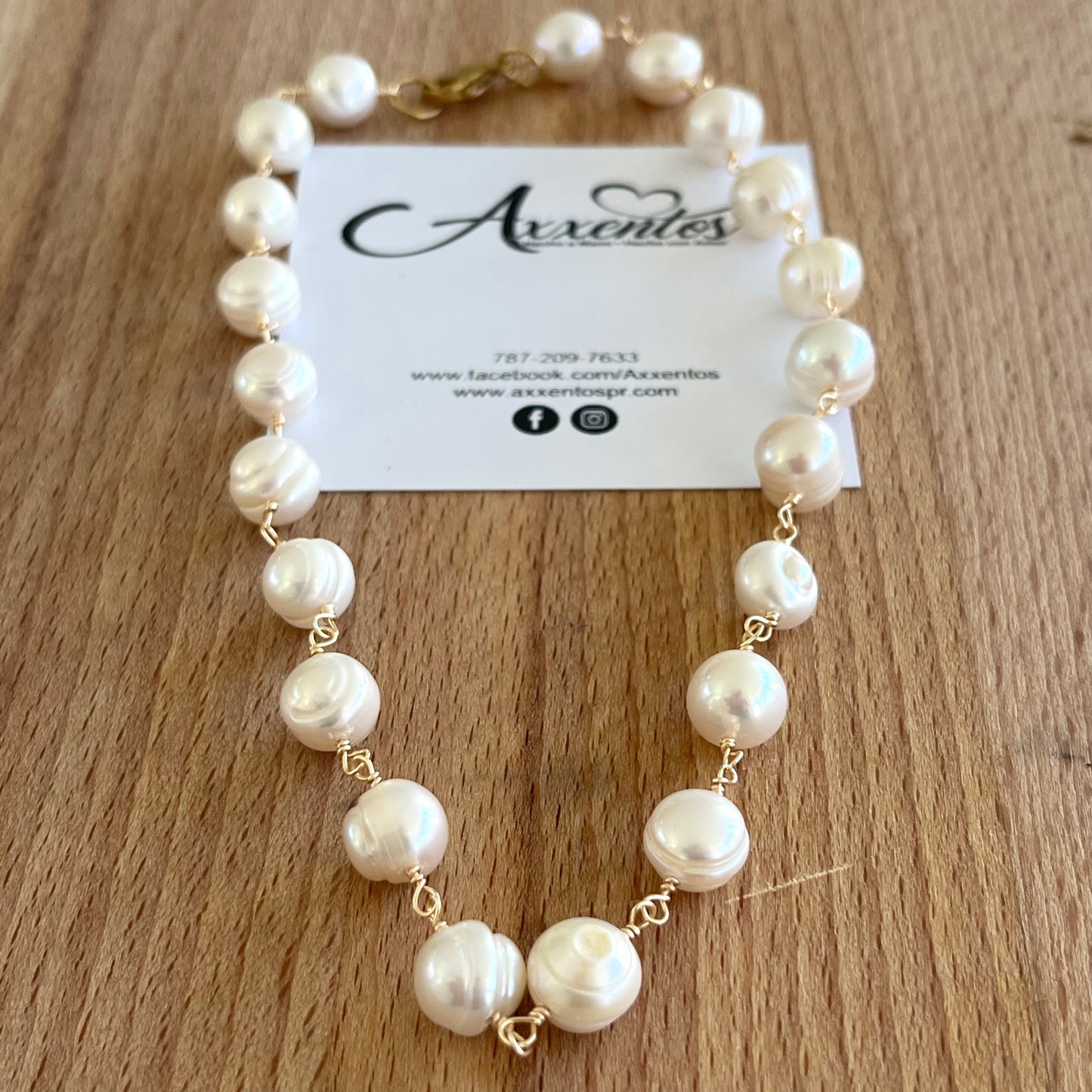 Collar perla blanca 11 mm